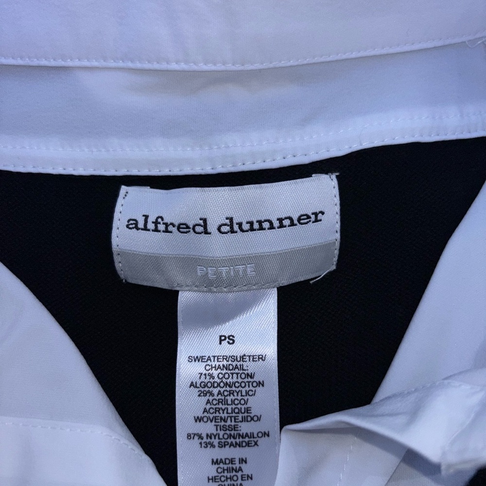 Alfred Dunner Black Sweater with White Detailing - Picture 4 of 6